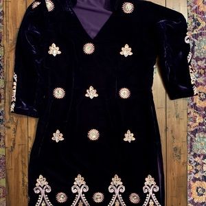 Dark Warm Purple Punjabi Suit in Velvet